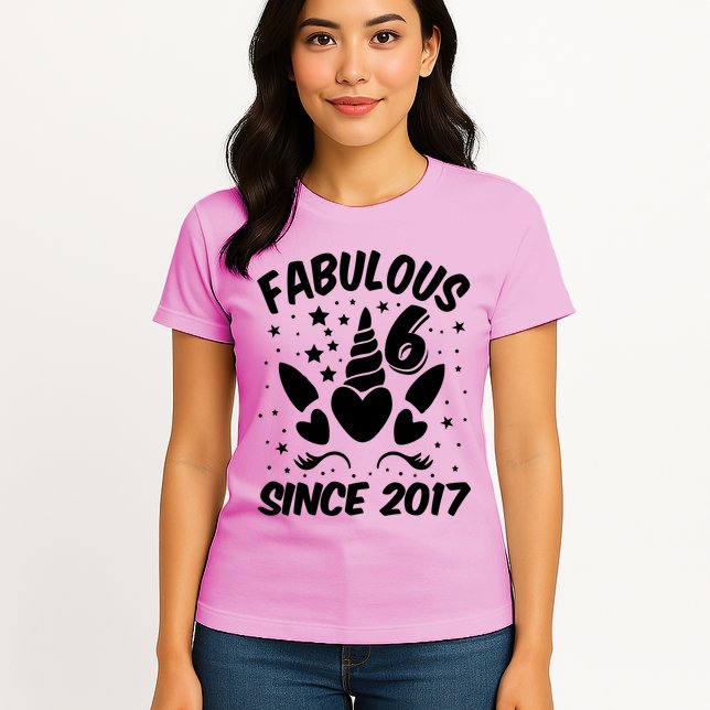 Fabulous 6 Since 2017 Unicorn Birthday Womens T-Shirt