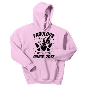 Fabulous 6 Since 2017 Unicorn Birthday Kids Hoodie