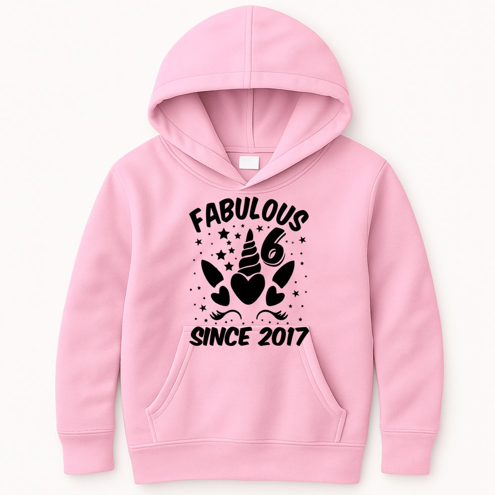 Fabulous 6 Since 2017 Unicorn Birthday Kids Hoodie