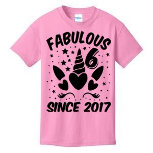 Fabulous 6 Since 2017 Unicorn Birthday Kids T-Shirt