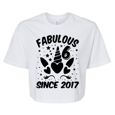 Fabulous 6 Since 2017 Unicorn Birthday Bella+Canvas Jersey Crop Tee