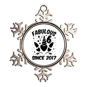 Fabulous 6 Since 2017 Unicorn Birthday Metallic Star Ornament