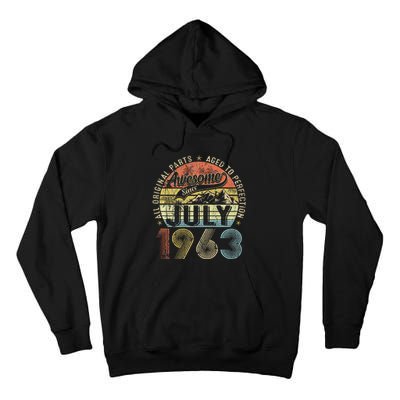 Funny 60 Year Old July 1963 Vintage Retro 60th Birthday Gift Tall Hoodie