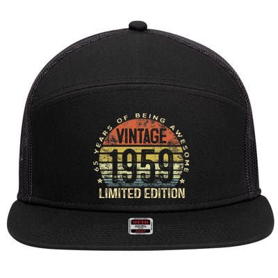 Funny 65 Year Old Gifts Vintage 1959 Limited Edition 65th Birthday 7 Panel Mesh Trucker Snapback Hat