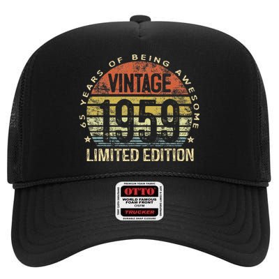 Funny 65 Year Old Gifts Vintage 1959 Limited Edition 65th Birthday High Crown Mesh Back Trucker Hat