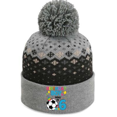 Funny 6 Years Old Boy 6th Birthday Boy Football Age 6 Bday The Baniff Cuffed Pom Beanie