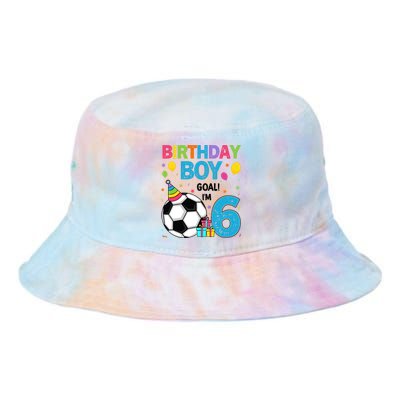 Funny 6 Years Old Boy 6th Birthday Boy Football Age 6 Bday Tie Dye Newport Bucket Hat