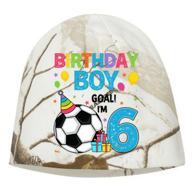 Funny 6 Years Old Boy 6th Birthday Boy Football Age 6 Bday Kati - Camo Knit Beanie