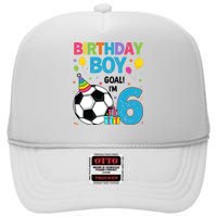 Funny 6 Years Old Boy 6th Birthday Boy Football Age 6 Bday High Crown Mesh Back Trucker Hat