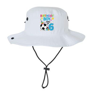 Funny 6 Years Old Boy 6th Birthday Boy Football Age 6 Bday Legacy Cool Fit Booney Bucket Hat