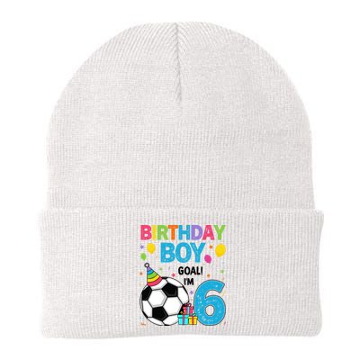 Funny 6 Years Old Boy 6th Birthday Boy Football Age 6 Bday Knit Cap Winter Beanie