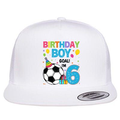 Funny 6 Years Old Boy 6th Birthday Boy Football Age 6 Bday Flat Bill Trucker Hat