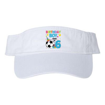 Funny 6 Years Old Boy 6th Birthday Boy Football Age 6 Bday Valucap Bio-Washed Visor