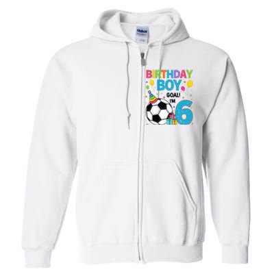 Funny 6 Years Old Boy 6th Birthday Boy Football Age 6 Bday Full Zip Hoodie