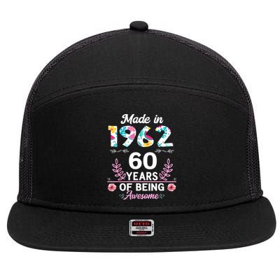 Funny 60 Years Old Gifts 60th Birthday Born In 1962 Wo Girls 7 Panel Mesh Trucker Snapback Hat