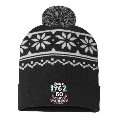 Funny 60 Years Old Gifts 60th Birthday Born In 1962 Wo Girls USA-Made Snowflake Beanie