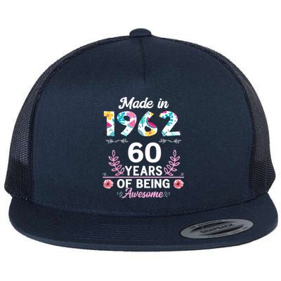 Funny 60 Years Old Gifts 60th Birthday Born In 1962 Wo Girls Flat Bill Trucker Hat