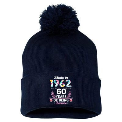 Funny 60 Years Old Gifts 60th Birthday Born In 1962 Wo Girls Pom Pom 12in Knit Beanie