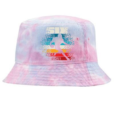 Funny 6 Year Old 6th Vintage Retro Football Birthday Party Tie-Dyed Bucket Hat