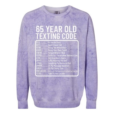 Funny 65 Year Old Texting Code Birthday Colorblast Crewneck Sweatshirt