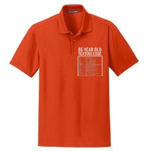 Funny 65 Year Old Texting Code Birthday Dry Zone Grid Polo