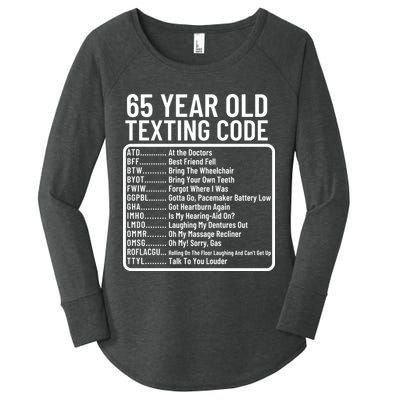 Funny 65 Year Old Texting Code Birthday Women's Perfect Tri Tunic Long Sleeve Shirt