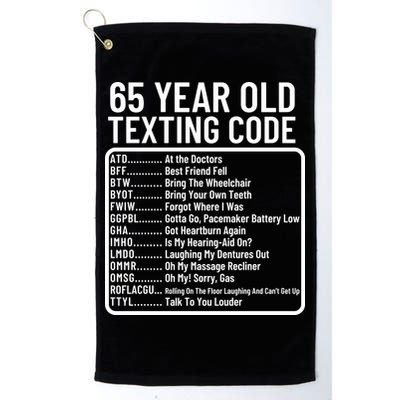 Funny 65 Year Old Texting Code Birthday Golf Towel