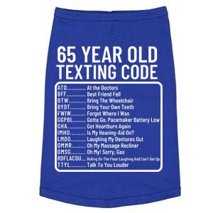 Funny 65 Year Old Texting Code Birthday Doggie Tank