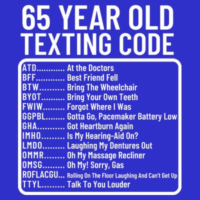 Funny 65 Year Old Texting Code Birthday T-Shirt
