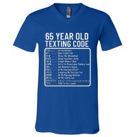 Funny 65 Year Old Texting Code Birthday V-Neck T-Shirt