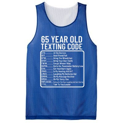 Funny 65 Year Old Texting Code Birthday Mesh Reversible Basketball Jersey Tank