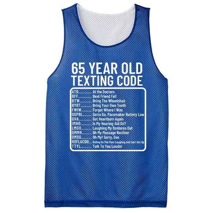 Funny 65 Year Old Texting Code Birthday Mesh Reversible Basketball Jersey Tank