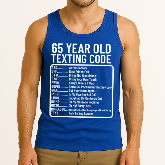 Funny 65 Year Old Texting Code Birthday Tank Top