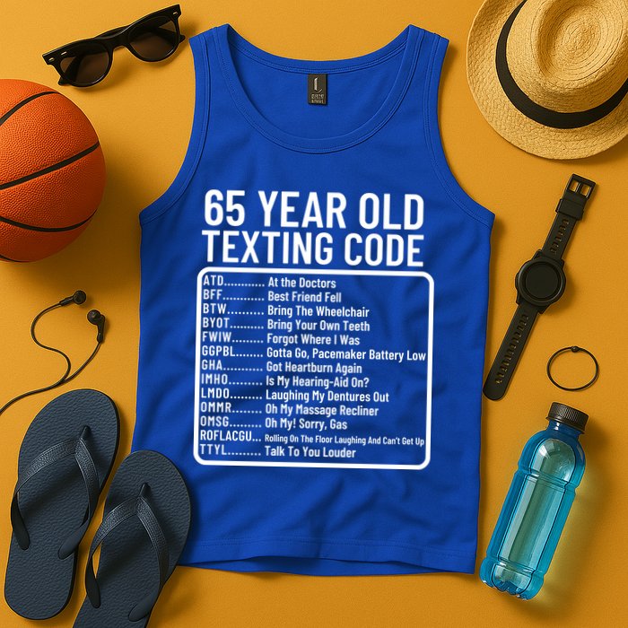 Funny 65 Year Old Texting Code Birthday Tank Top