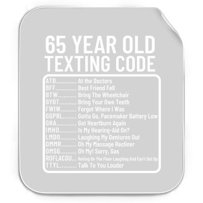 Funny 65 Year Old Texting Code Birthday Permanent Decal Sticker
