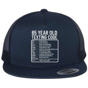 Funny 65 Year Old Texting Code Birthday Flat Bill Trucker Hat