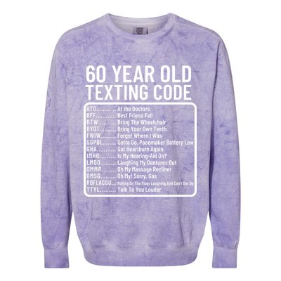 Funny 60 Year Old Texting Code Birthday Colorblast Crewneck Sweatshirt