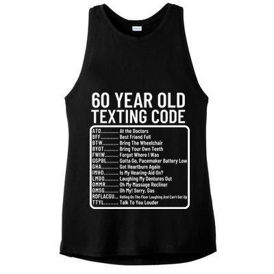 Funny 60 Year Old Texting Code Birthday Ladies PosiCharge Tri-Blend Wicking Tank
