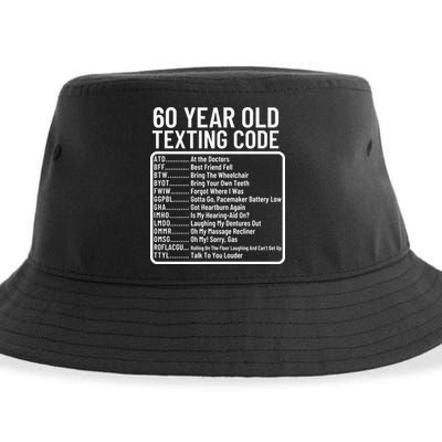 Funny 60 Year Old Texting Code Birthday Sustainable Bucket Hat