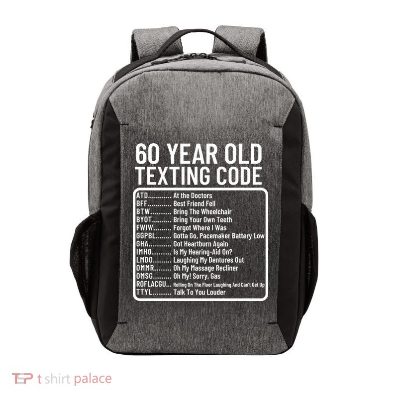 Funny 60 Year Old Texting Code Birthday Vector Backpack