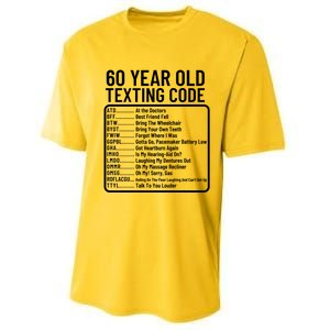 Funny 60 Year Old Texting Code Birthday Performance Sprint T-Shirt