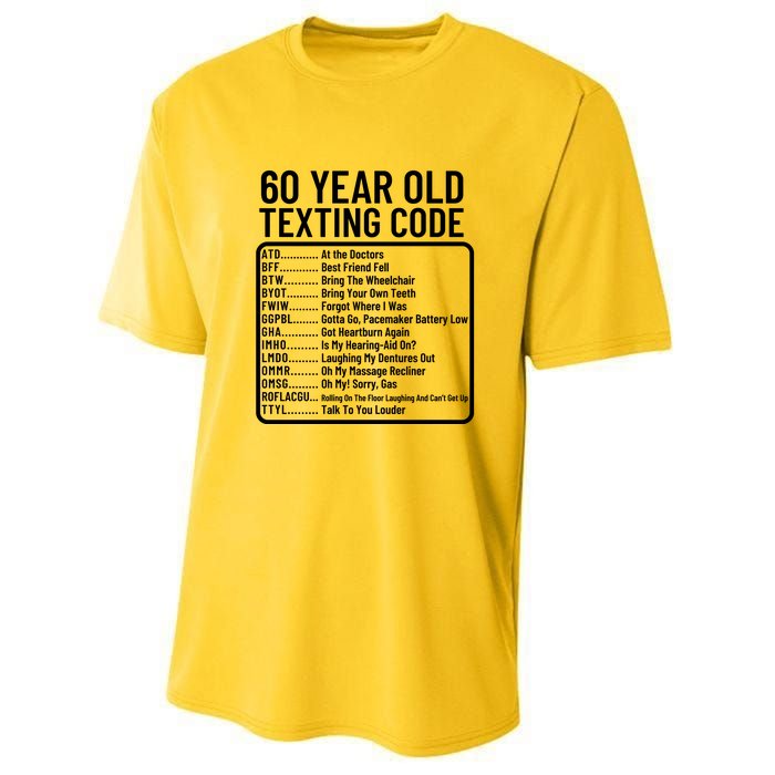 Funny 60 Year Old Texting Code Birthday Youth Performance Sprint T-Shirt