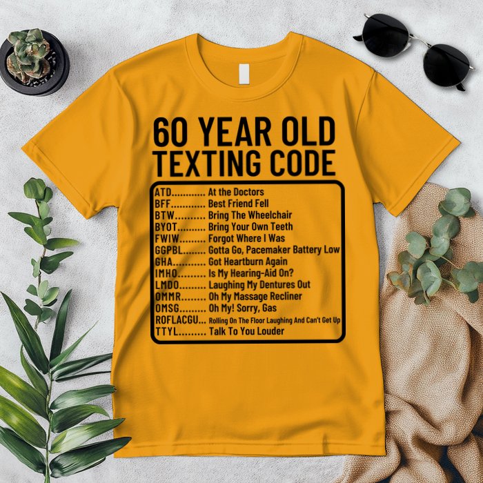Funny 60 Year Old Texting Code Birthday Premium T-Shirt