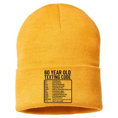 Funny 60 Year Old Texting Code Birthday Sustainable Knit Beanie