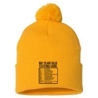 Funny 60 Year Old Texting Code Birthday Pom Pom 12in Knit Beanie