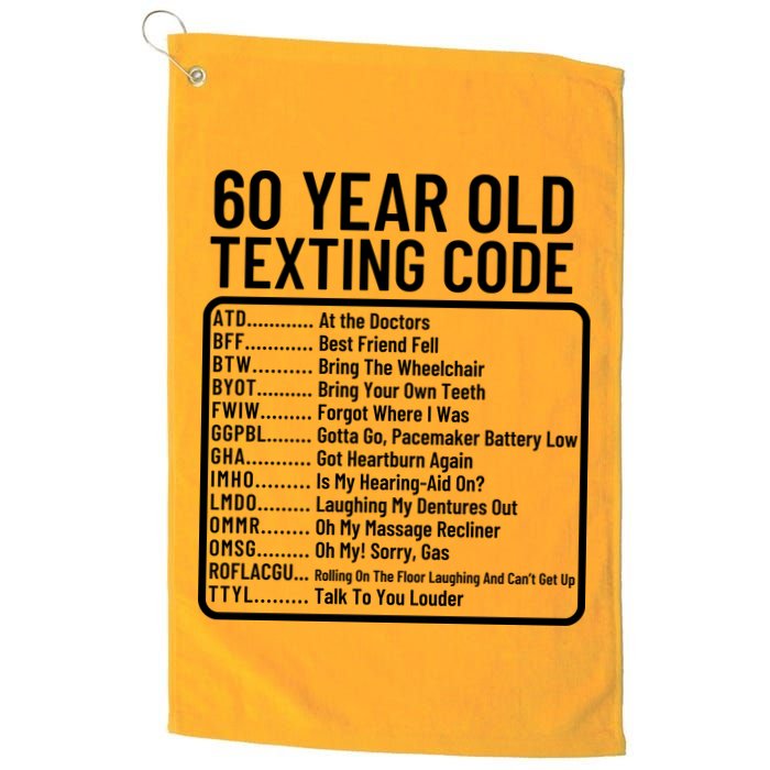 Funny 60 Year Old Texting Code Birthday Golf Towel