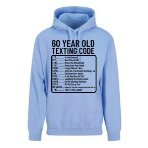 Funny 60 Year Old Texting Code Birthday Unisex Surf Hoodie