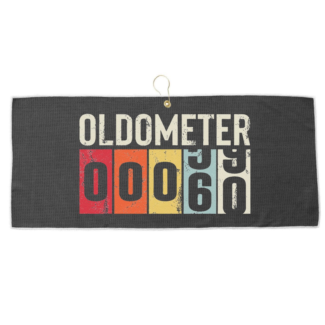 Funny 60 Years Old Oldometer Vintage 60th Birthday Odometer Large Microfiber Waffle Golf Towel