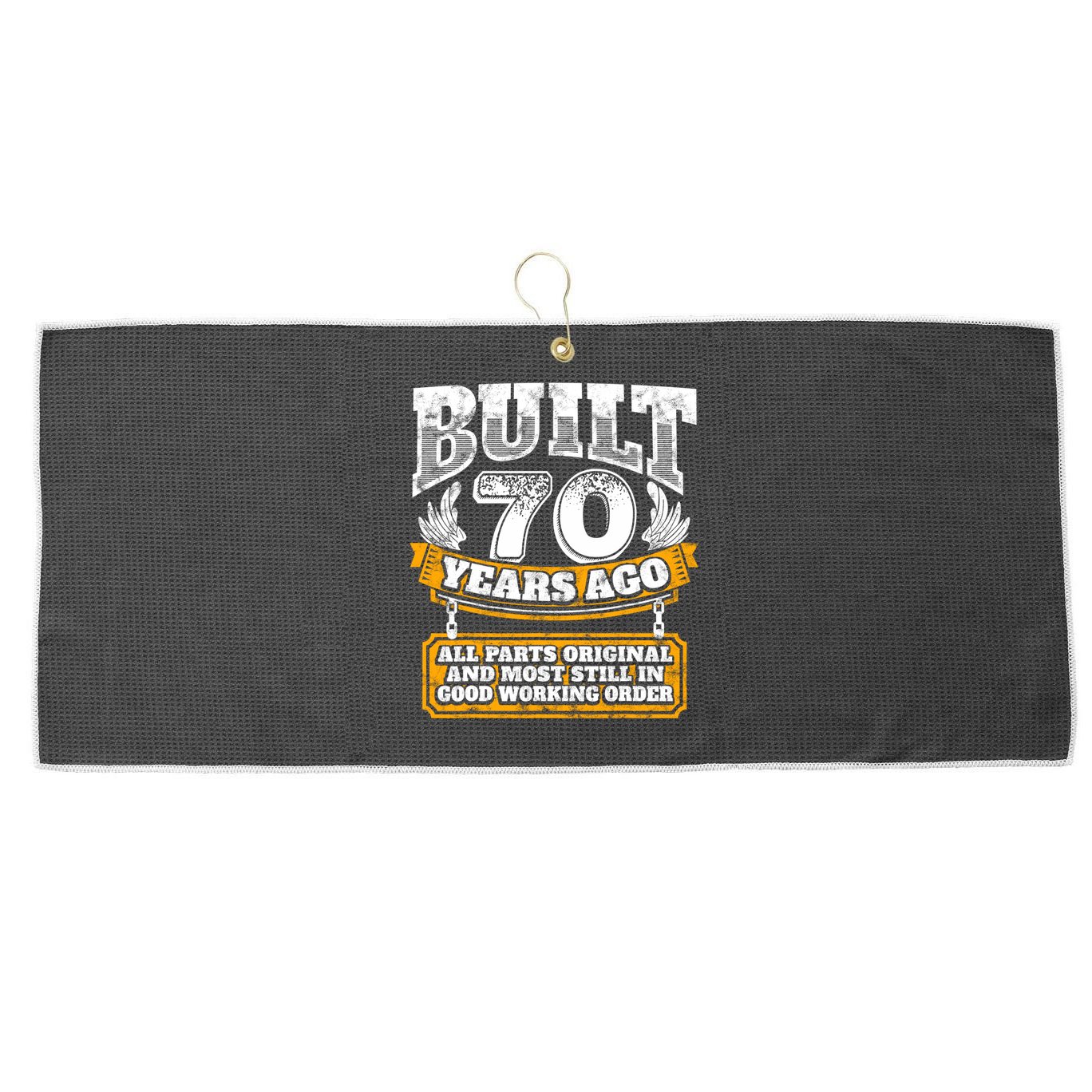 Funny 70th Birthday Gift BDay Gift Saying Age 70 Year Joke Large Microfiber Waffle Golf Towel