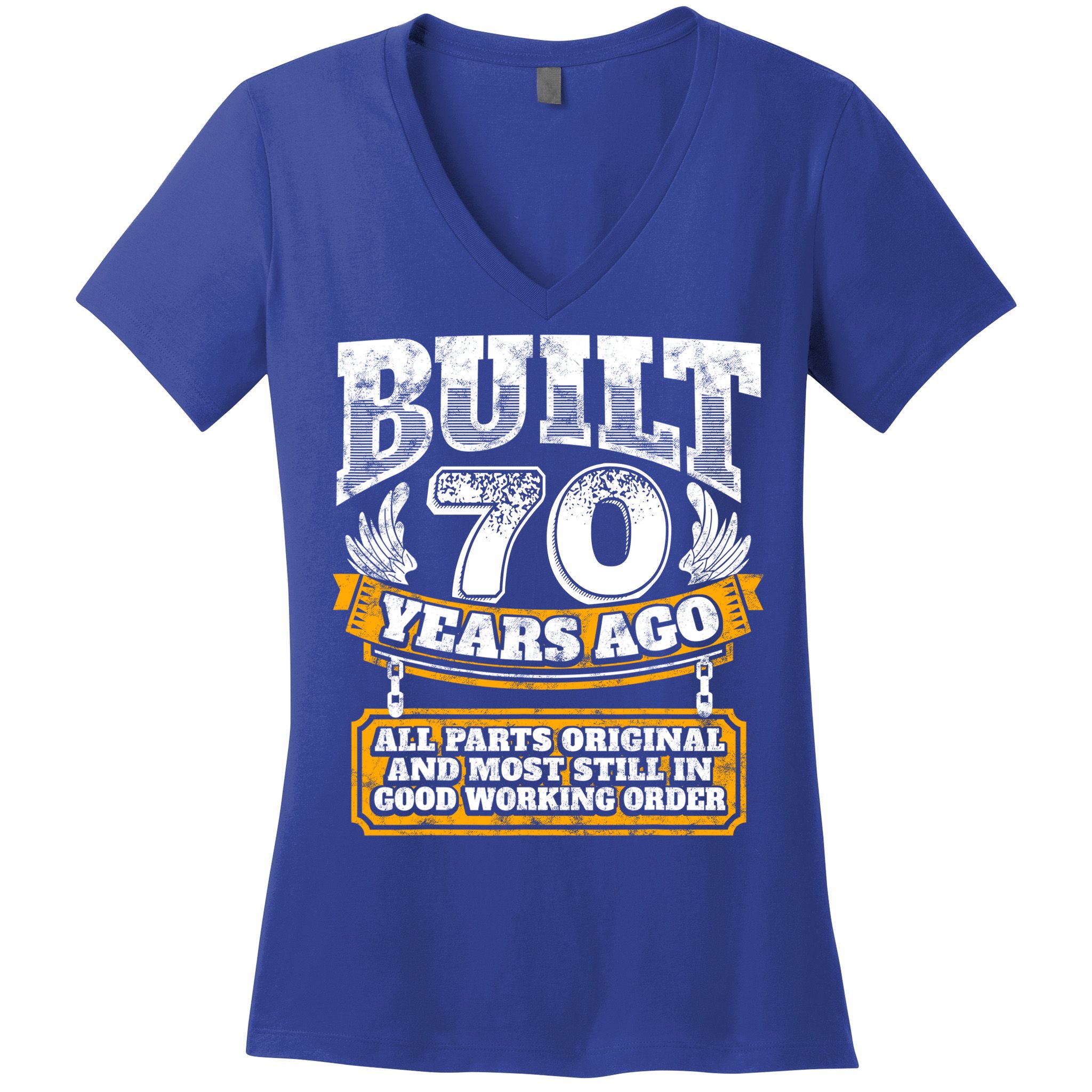 Funny 70th Birthday Gift BDay Gift Saying Age 70 Year Joke Women's V-Neck T-Shirt